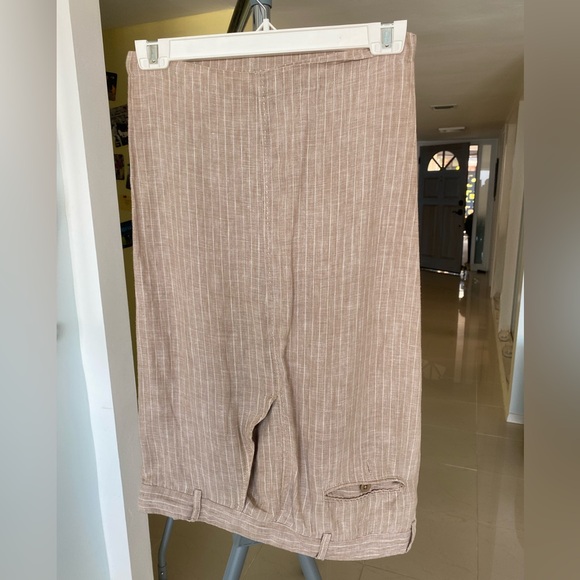 Havana Nines Men’s Shorts 100% Linen Tan w/white pin-stripes Sz 40 Excel cond - Picture 4 of 8